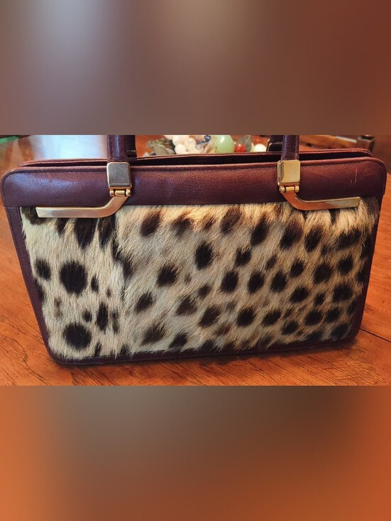 Unlisted Handbags - Vintage Burgundy Leather And Calf Hair Purse